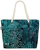 VOID Computer Prozessor Chip Strandtasche Shopper 58x38x16cm 23L XXL Einkaufstasche Tasche Reisetasche Beach Bag