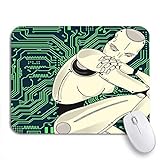 Gaming mouse pad weibliche roboter künstliche intelligenz sitzt nachdenklich von leiterplatte rutschfeste gummi backing computer mousepad für notebook