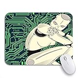 Gaming mouse pad weibliche roboter künstliche intelligenz sitzt nachdenklich von leiterplatte rutschfeste gummi backing computer mousepad für notebook