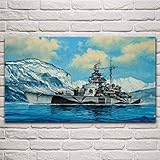 JIAJIFBH wandbilder 70x90cm kein Rahmen Moderne Maritime Schlachtschiff Typ Kriegsschiff Leinwand Malerei Wohnzimmer Wandkunst Poster Bild Wohnzimmer Wohnk