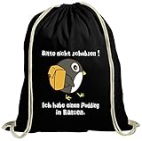 ShirtStreet natur Turnbeutel Rucksack Gymsac Pinguin - Bitte nicht schubsen, Größe: onesize,schw