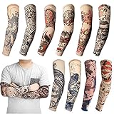 AIMTOP 10 Stück Tattoo Ärmel, Tattoo Sleeves Arm Tattoo Strumpf Unisex Nylon Tattoo Ärmel Sleeve Temporäre Tattoo Armstrumpf für Karneval Fasching Party (Mehrfarbig)