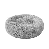 Decdeal Haustierbett für Katzen und Hunde Rundes Plüsch Hundebett Katzenbett in Doughnut-Form Farbe und Größe Op