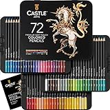 Castle Art Supplies 72 Buntstifte Set |Hochwertige Farbminen mit weichem Kern für erfahrene Künstler, Profi- und Farbkünstler | Geschützt und sortiert in einer Präsentationsbox aus B