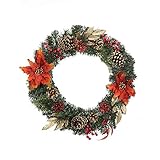EMAIE Artisasset Weihnachtskranz mit roten Blumen und Tannennüssen, Lieferung innerhalb von 10 Tag