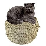 Natural Sisal Seil, 8 mm dick, Starkes Naturseil, 9-lagiges Jute-Seil zum Basteln, für Katzen, Kratzseil, Gartenbündelung, mit Sisalball (30 m)