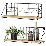 Mkouo Wandmontierte schwebende Regale 2Pcs Rustikale Aufbewahrungsregale aus Metalldraht Gestelle Anzeigen Wohnk