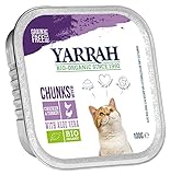 Yarrah Bröckchen Huhn Truthahn 100g Bio Katzenfutter, 16er Pack (16 x 0.1 kg)