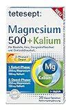 tetesept Magnesium 500 + Kalium – Nahrungsergänzungsmittel mit Magnesium für Muskeln, Herz & Nervensystem – 1 x 30 Tab