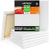 Arteza Leinwand Keilrahmen, 20.3x25.4cm Großpack mit 12 bespannten Keilrahmen, weiße grundierte 100% Baumwolle, für Malerei, Acrylgießen, Ölfarben & nasse Kunstmedien, Leinwände für Profis & Hobby