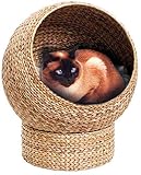 Getrichar Handgemachtes Katzenbett, Bananenblatt gewebt erhöhtes Katzenhaus, kreative feine Katze Nestkorb mit weichem Kissen Four Seasons verfügbar 50 x 57