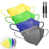 FFP2 Masken Kleine Größe, FFP2 Maske Bunt, FFP2 Maske Farbig, Bunte FFP2 Masken Blau Grau Grün Gelb, FFP2 Maske CE Zertifiziert, Mundschutz Gesichtsmaske Mund Nasen Schutzmaske Small Size 12 Stück