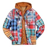 Sasaquoy Herren Jacken Karohemd Hoodie Herrenjacke aus warmem Sherpa-Fleece, kariert, F
