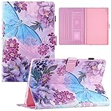 Kompatibel mit Galaxy Tab A7 10.4 2020,PU Kunstleder Cover mit Automatische Schlaf/Wach,Kartensteckplatz Funktion Stoßdämpfer Schutzhülle für Samsung Tab A7 10.4 2020/T500 T505,Blume Schmetterling