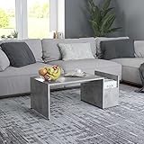 Fest-night Couchtisch Wohnzimmertisch Modern Sofatisch mit Stauraum Beistelltisch Klein Kaffeetisch Teetisch Tisch Wohnzimmer Betongrau 90x45x35