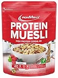 IronMaxx Protein Müsli Veganes Eiweißmüsli laktosefrei, Geschmack Erdbeer, 550 g Beutel (1er Pack)