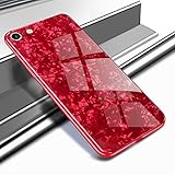 Yobby Glas Hülle für iPhone 7 Plus, iPhone 8 Plus Rot Handyhülle Kristall Funkeln Glitzer Muster Schlank Weich TPU Bumper Schutzhülle Reflektierend Glänzend Spiegel Rück