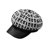 MAATCHH Frauen-Baretten Frauen Hut Mütze Visier Barett Newsboy Cap Baker Newsboy Bakerboy Visier Hut Winter Hüte für Frauen (Color : Black, Größe : M)