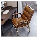 DUNAKE Loungesessel Wohnzimmer, Sessel Leder, Moderner Akzent Stuhl Gepolstert Mit Stahlrahmen Freizeitstuhl Mit Armlehnen Seitentaschen Computerstuhl Ergonomisch Für Wohnzimmer S