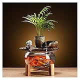 ZHONGHUA Indoor-Tischbrunnen Zen Keramik Wasserbrunnen Ornamente Indoor Brunnen Feng Shui Schnecke Dekoration Büro Desktop Glas Fischtank Schwelgender Brunnen (Color : B)