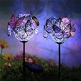 MNJR Schmetterling Solar Garten, Solarleuchte Garten Außen, LED Solar Gartenleuchten, Solarleuchten Garten Wasserdicht Winterfest, Solarlampen für Außen Garten Dek