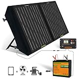 ECO-WORTHY 60W tragbares faltbares Solarpanel Kit: 20Ah 240Wh Backup Lithiumbatterie + 20A LCD-Display PWM-Laderegler + Solarkabel, Solargenerator Stromerzeuger für Camping im Freien, Reisen, N