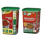Knorr Gulasch Basis, 1er Pack (1 x 1 kg) & Delikatess Sauce zu Braten (pur als Bratensoße, Soßenbinder und zum Verfeinern), 1er Pack (1 x 1 kg)