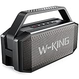 Bluetooth Lautsprecher, W-KING 60W Grosse Bluetooth 5.0 Box Musikbox Bass Boost, Lautester Tragbarer Kabelloser Lautsprecher IPX6 Wasserdicht, 40H Spielzeit, 12000mAh Powerbank, mit NFC, Mikrofon, AUX