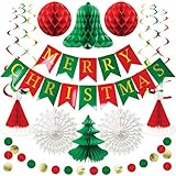 Premium Wiederverwendbare Weihnachtsdeko - Weihnachtsdeko Sale - Deko Weihnachten - Girlande Weihnachten, Wabenbälle - Weihnachtsdeko Innen, Weihnachtsdeko Fenster - Merry Christmas D