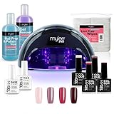 Mylee Professionelles Gel-Nagellack-LED-Lampenset, 4x MYGEL-Farben, Ober- und Unterlackierung, Mylee PRO Salon-Serie Convex Curing® LED-Lampe, Prep & Wipe, Gel-Entferner und mehr (Schwarz)