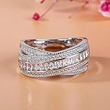 Brillanter Kreuz-Fingerring für Frauen mit speziellem Design, quadratischer Kristall, Zirkon, Brautschmuck, Hochzeitsschmuck