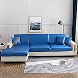 PU Leder Sofa Sitzkissenbezug, Stretch Wasserdicht Wachstuch Sitzkissenschutz Für Wohnzimmer L Form 1 2 3 4Sitz Kissen Universal Möbelbezug-Marine-Lounge-Sessel-X