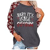 Weihnachten Langarm Shirts Damen Hoodie Langarm Damen Sport Carmen Pullover Pullover Weste Damen amisu Basic Shirt Damen Langarm Streetwear Damen Sweatshirts D