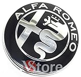 2 Frieze Wappen Kompatibel mit Alfa Romeo Black Spiegel Logo 74mm Front Motorhaube Frontemblem Schwarz 147 156 159 Brera Metal M