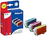 Pelikan P19 Druckerpatronen PromoPack (ersetzen Canon CLI-521C/CLI-521M/CLI-521Y) cyan, magenta, gelb