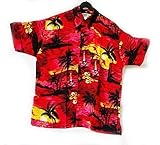 Double Duck laut Hawaii Herren Hemd mit Palmen, Sonnenuntergänge Hibiskus Junggesellenabschied Neu - dunkelblau/orange, XXXX-Larg