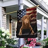 Garten Flagge Doppelseitige Artificial Flag Exquisit Yard Flagge Banner Chesapeake Bay Retriever Hund Amerikanische Flagge Decorative Outdoor Welcome Flag Für Bauernhaus Holiday Party 68.5x94