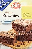 RUF Brownies glutenfrei, Back-Mischung, 4er-Pack, American Chocolate Brownies, saftig mit Schoko-Stückchen, ohne Gluten bei Zöliakie, inkl. Back