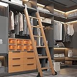 Schiebetür Komplettset Edelstahl-Hängeschiene Dachleiter Scheunentor Schiebetür Schienen-Hardware-Zubehör, Bibliothek Bücherregal Zu Hause Führungsschienenleiter Mit Riemenscheibe (keine Leiter) Anp