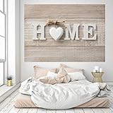 murimage Fototapete Home 3D 183 x 127 cm inklusive Kleister Holz Schild shabby chic Braun Beige Herz Wohnzimmer Schlafzimmer Kü