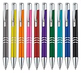 StillRich Metall Kugelschreiber 10 oder 50 Stück | hochwertiger Kulli | blauschreibende Premium Kugelschreiberminen für weiches schreiben (10, Bunt)
