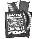 Bavaria Home Style Collection- Bettwäsche Set - Manches sollte Man einfach liegen Lassen Mich im Bett zum Beispiel - Mehrfarbig - 80 x 80 cm + 135 x 200