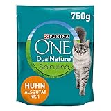 PURINA ONE Dual Nature Katzenfutter trocken mit Spirulina, reich an Huhn, 1er Pack (1 x 750g)