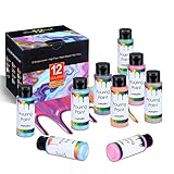 VICBAY Pouring Acrylfarben Set-12 Farben Acrylic Painting Kit 60 ml Flaschen-Acrylmalfarben wasserbasiert und mischbar für Leinwand, Holz, Steine, Stoffe，DIY