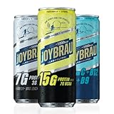 JoyBräu Proteinbier Probierpaket | Alkoholfreies Bier mit Proteinen | Proteindrink | ausgezeichneter Geschmack | bis zu 15g Protein pro Dose | 12x 0,33l Dose | Inkl. 3 EUR