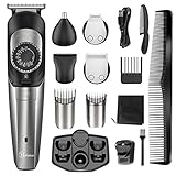 Hatteker Bartschneider & Haarschneidemaschine Herren Haarschneider Haartrimmer Bart Trimmer Nasentrimmer Bodygroomer 5 in 1 USB aufladb