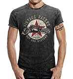 Biker T-Shirt im Washed Jeans Look: Hot Rod Vintage Racers 2XL