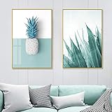 Moderne Leinwand Malerei Nordic Mint Green Ananas Pflanzen Wand Kunstdrucke Bild Wohnzimmer Korridor Büro Veranda Wohnkultur-40x60cmx2 R