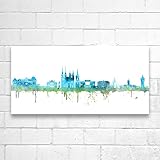 Kunstbruder Halle (Saale) Skyline BLAU (div. Größen) - Kunst Druck auf Leinwand 50x100