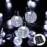 30er LED Solar Lichterkette Leuchte Außen Deko für Garten Party Hochzeit Gresonic [Energieklasse A+] (Weiß Kristalkugeln, 30 LED)